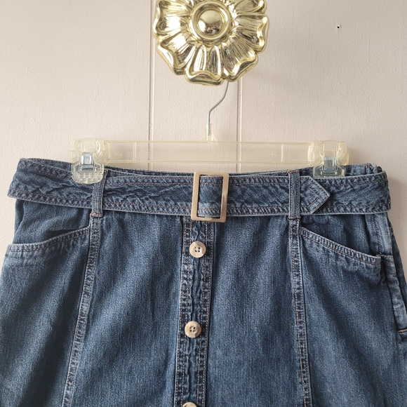 Vintage 90s Jean Skirt Midi Northern Reflections 100%cotton with Belt - Picture 7 of 7